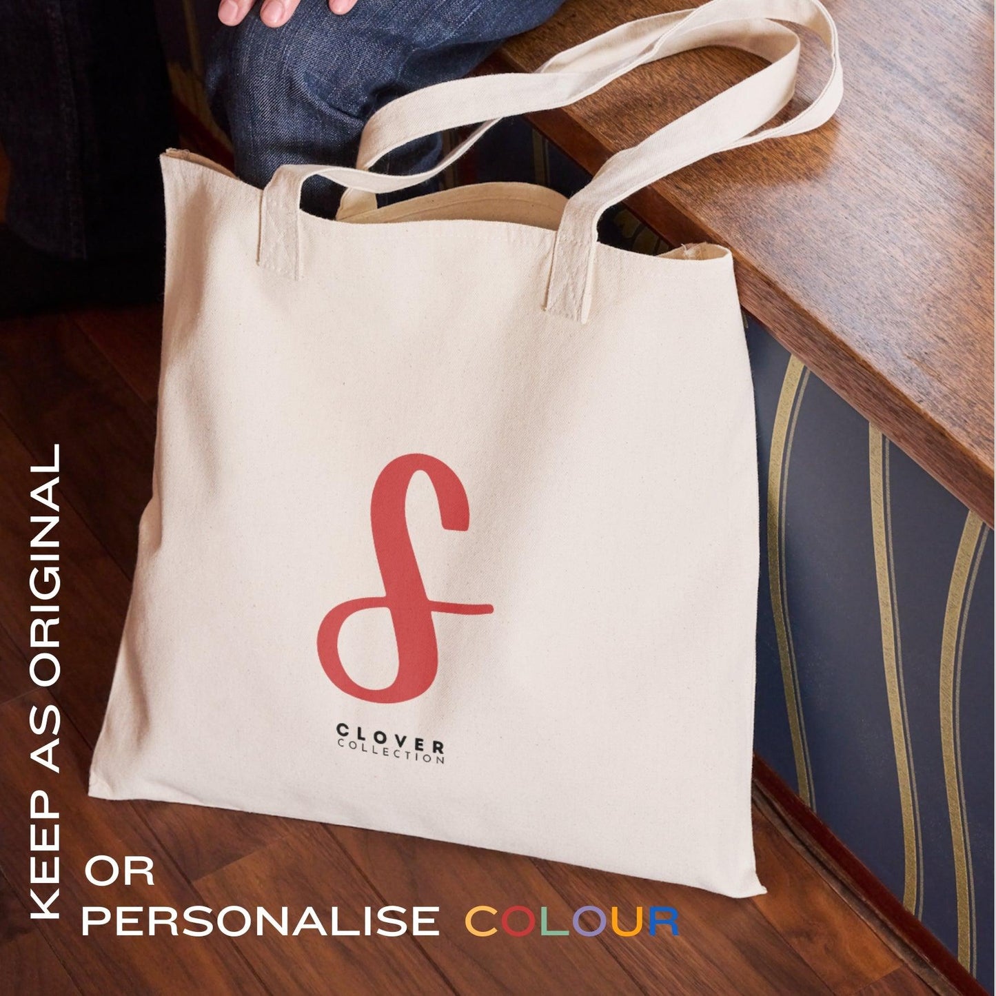 Initial “S” Eco Tote Bag - Clover Collection Shop