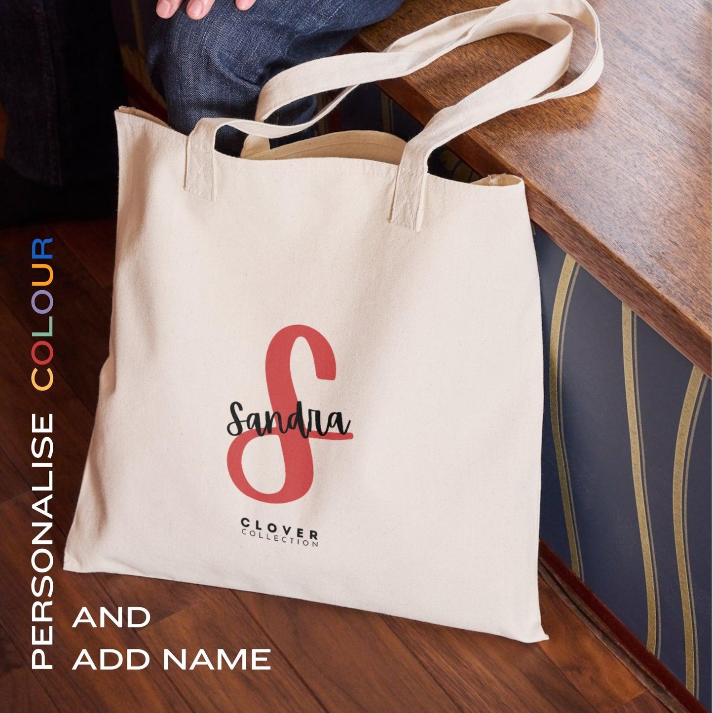 Initial “S” Eco Tote Bag - Clover Collection Shop