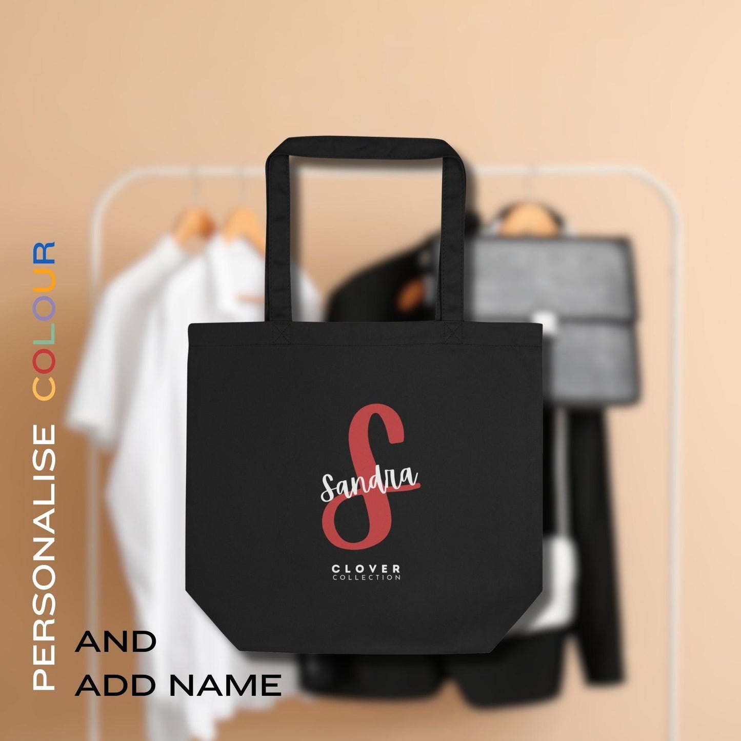 Initial “S” Eco Tote Bag - Clover Collection Shop