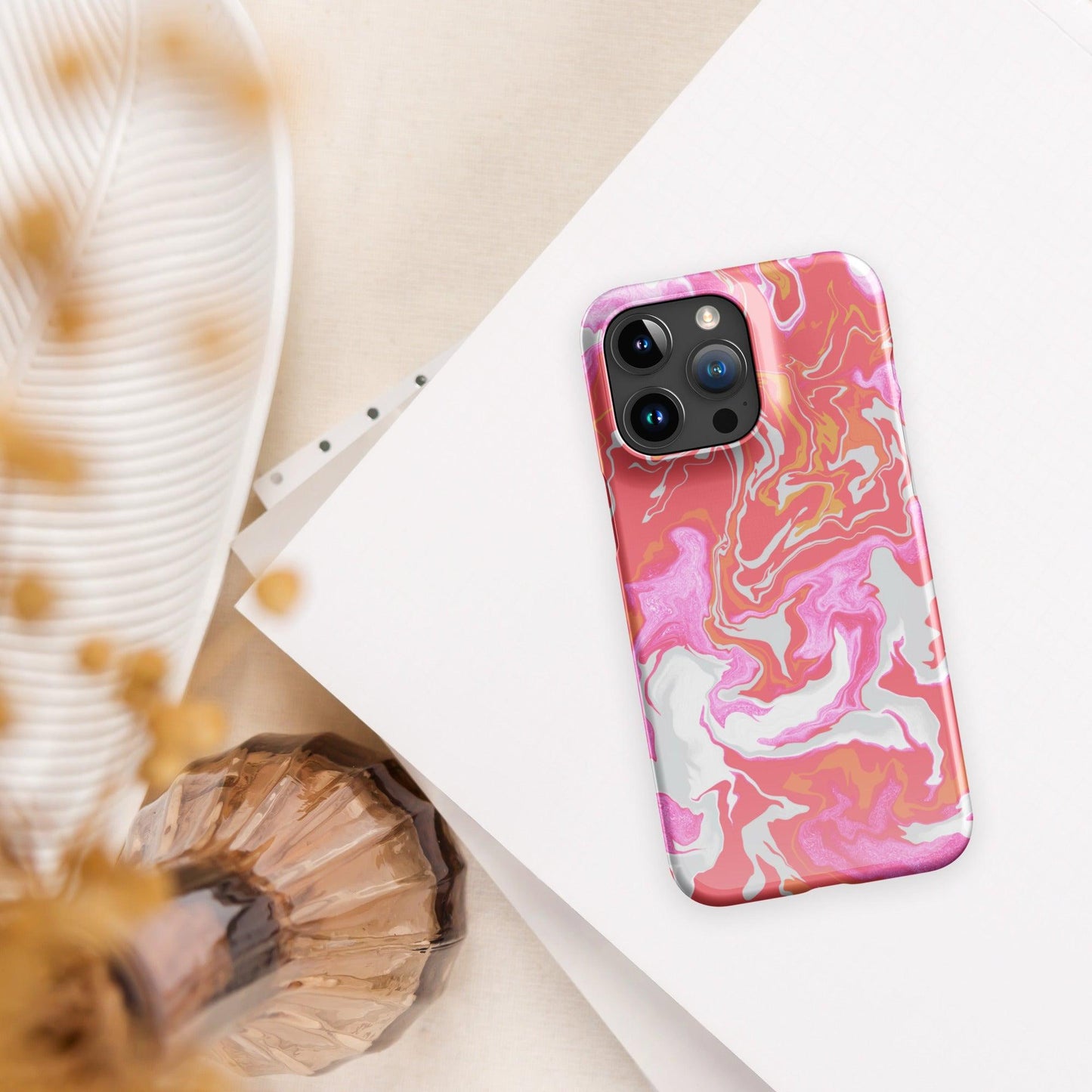 Peach Marble Case iPhone - Clover Collection Shop