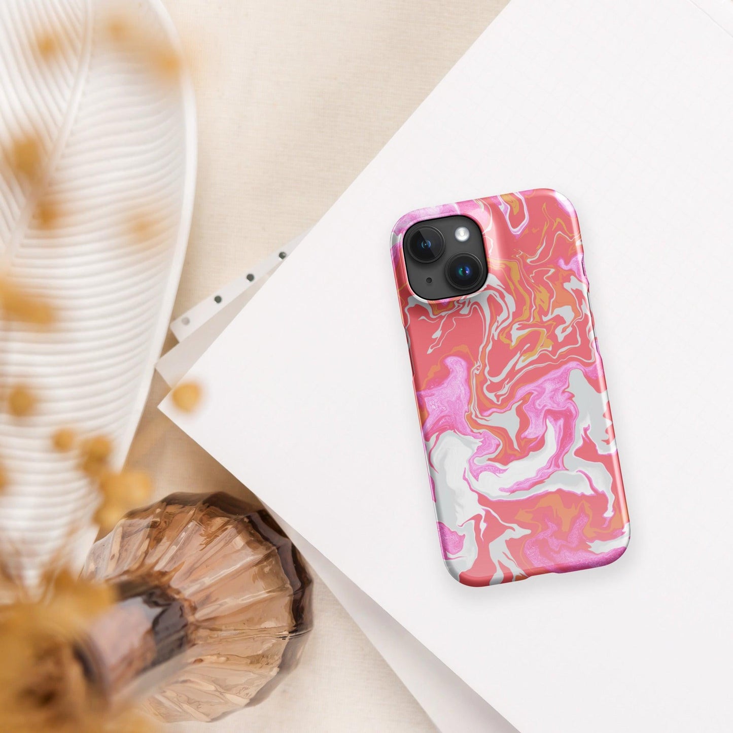 Peach Marble Case iPhone - Clover Collection Shop