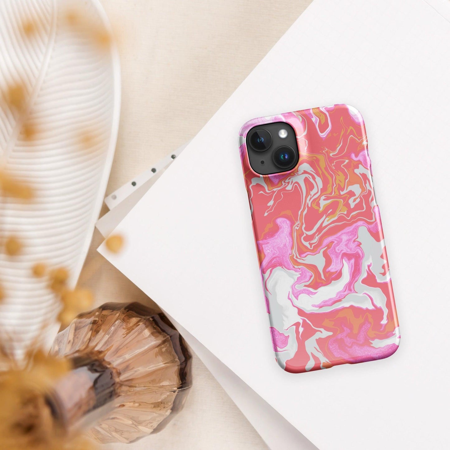 Peach Marble Case iPhone - Clover Collection Shop