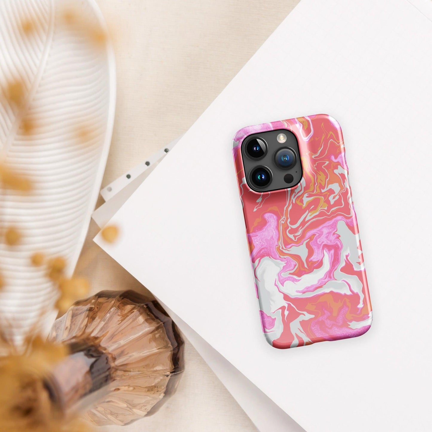 Peach Marble Case iPhone - Clover Collection Shop