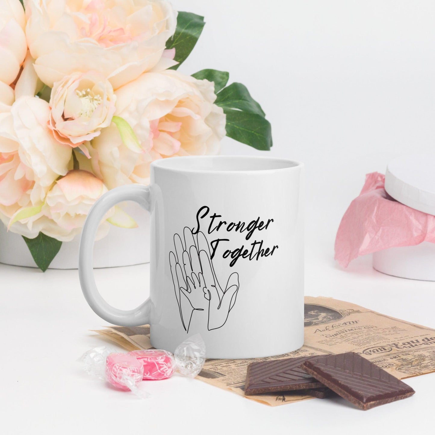 “Stronger Together” Handprint Mug - Clover Collection Shop