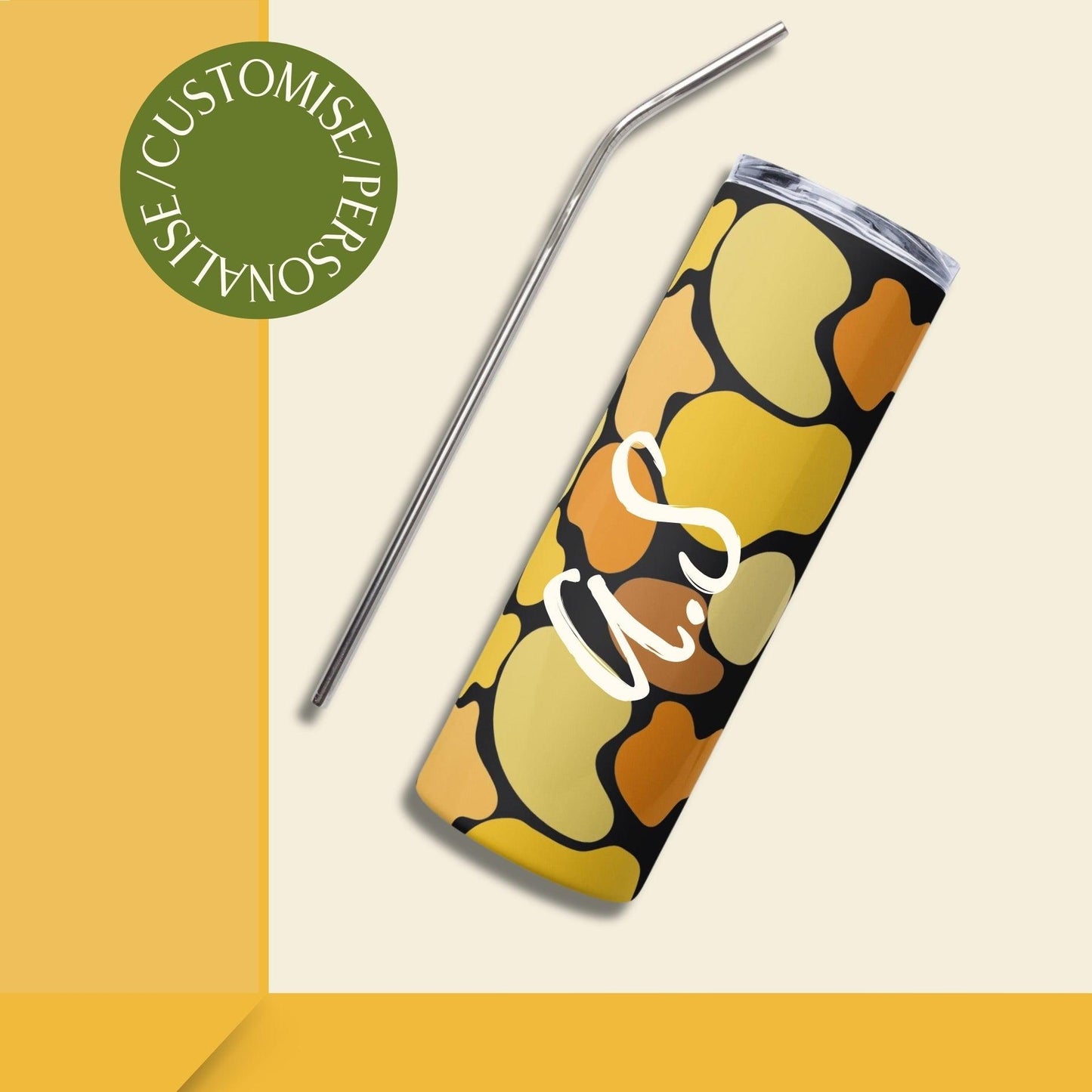 Yellow Patch Stainless Steel Tumbler - Clover Collection Shop