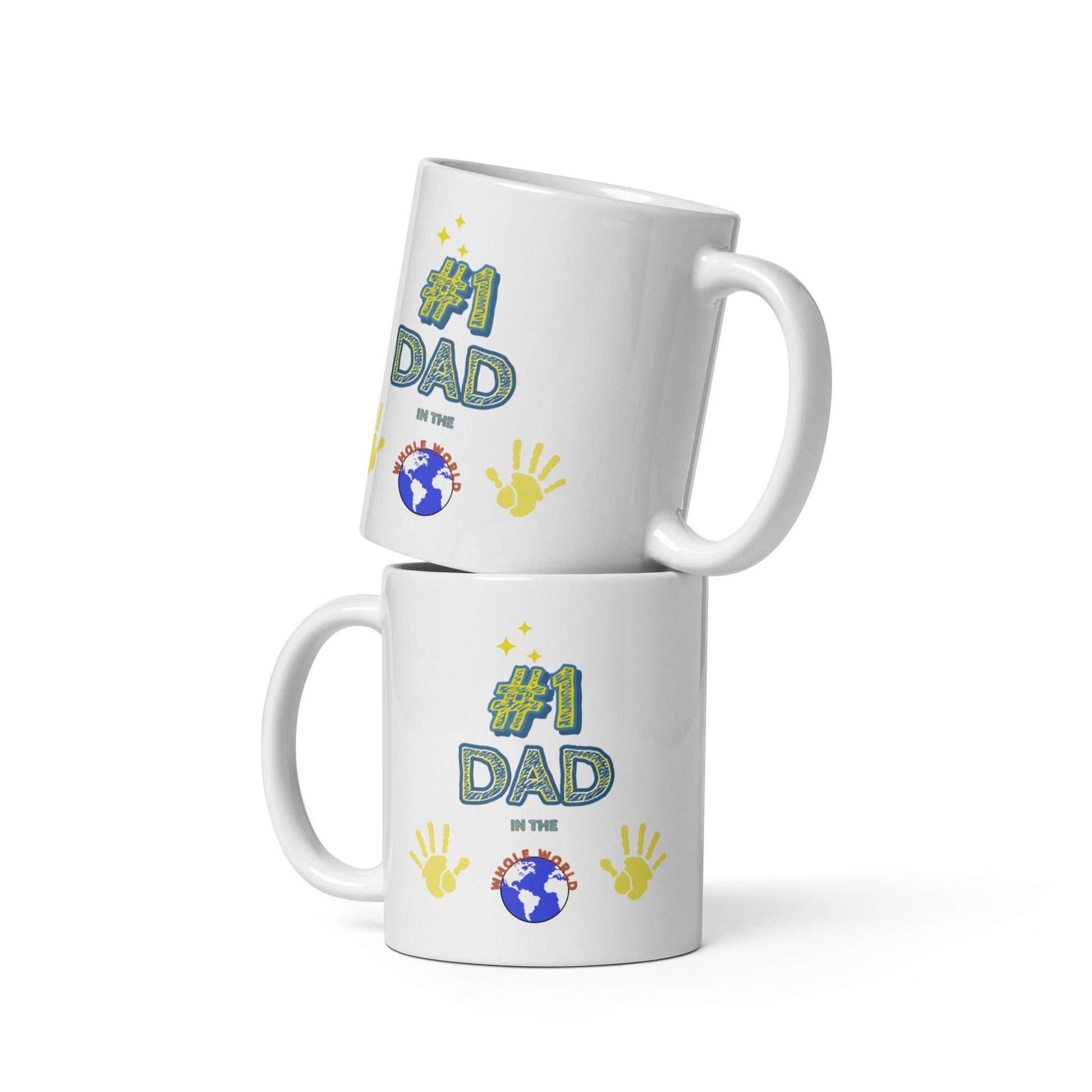 '#1 DAD IN THE WORLD' Glossy Mug Gift - Clover Collection Shop