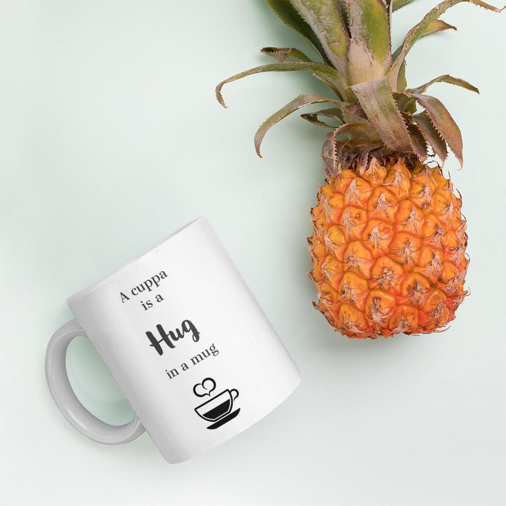 'A Cuppa Is a Hug in a Cup' Glossy Mug Gift - Clover Collection Shop