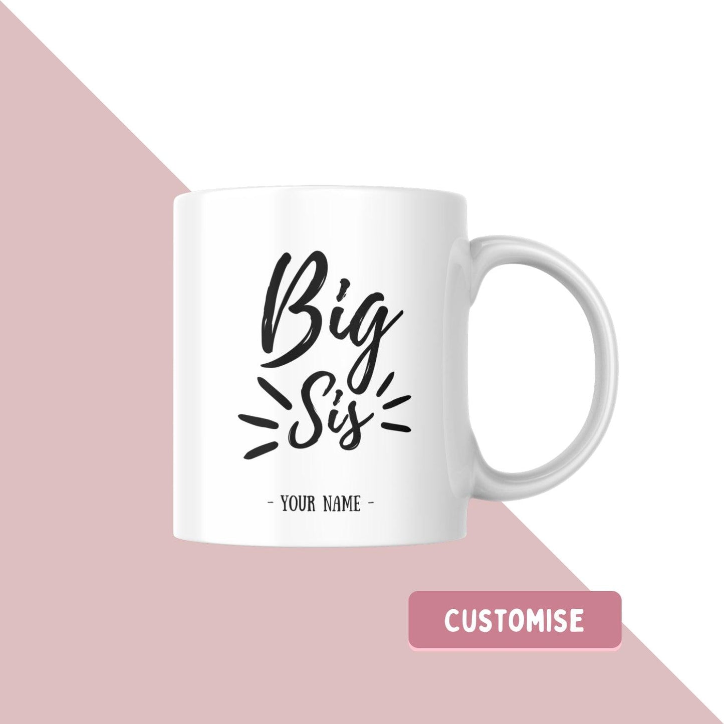 “Big Sis” Personalised White Mug - Clover Collection Shop