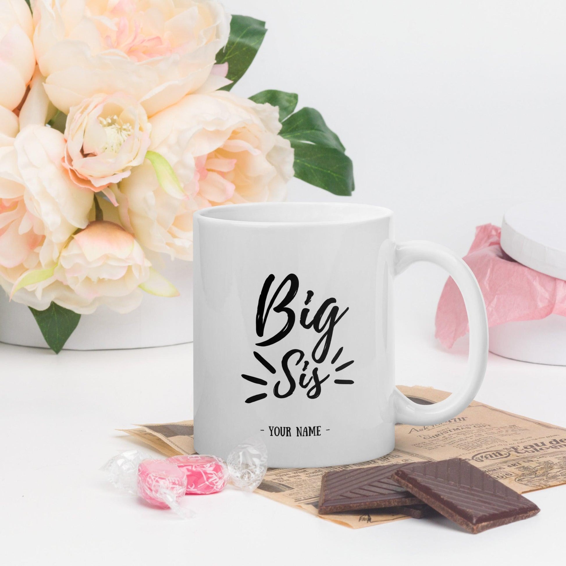 “Big Sis” Personalised White Mug - Clover Collection Shop