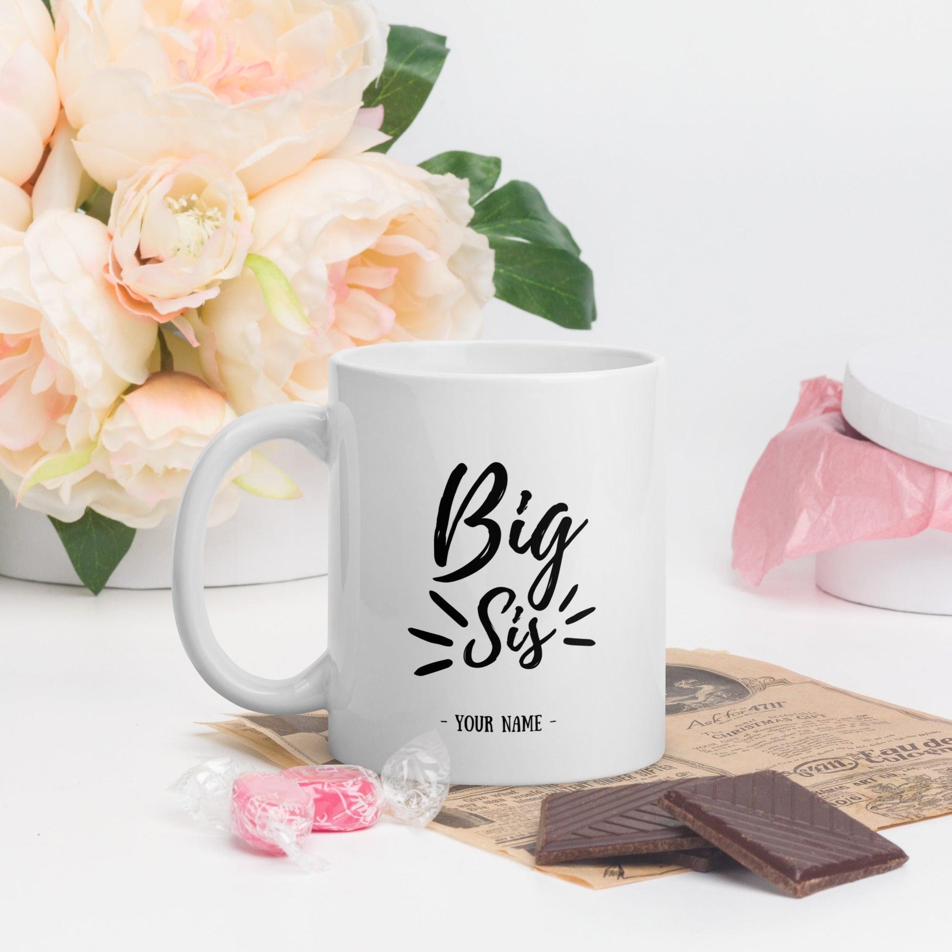 “Big Sis” Personalised White Mug - Clover Collection Shop