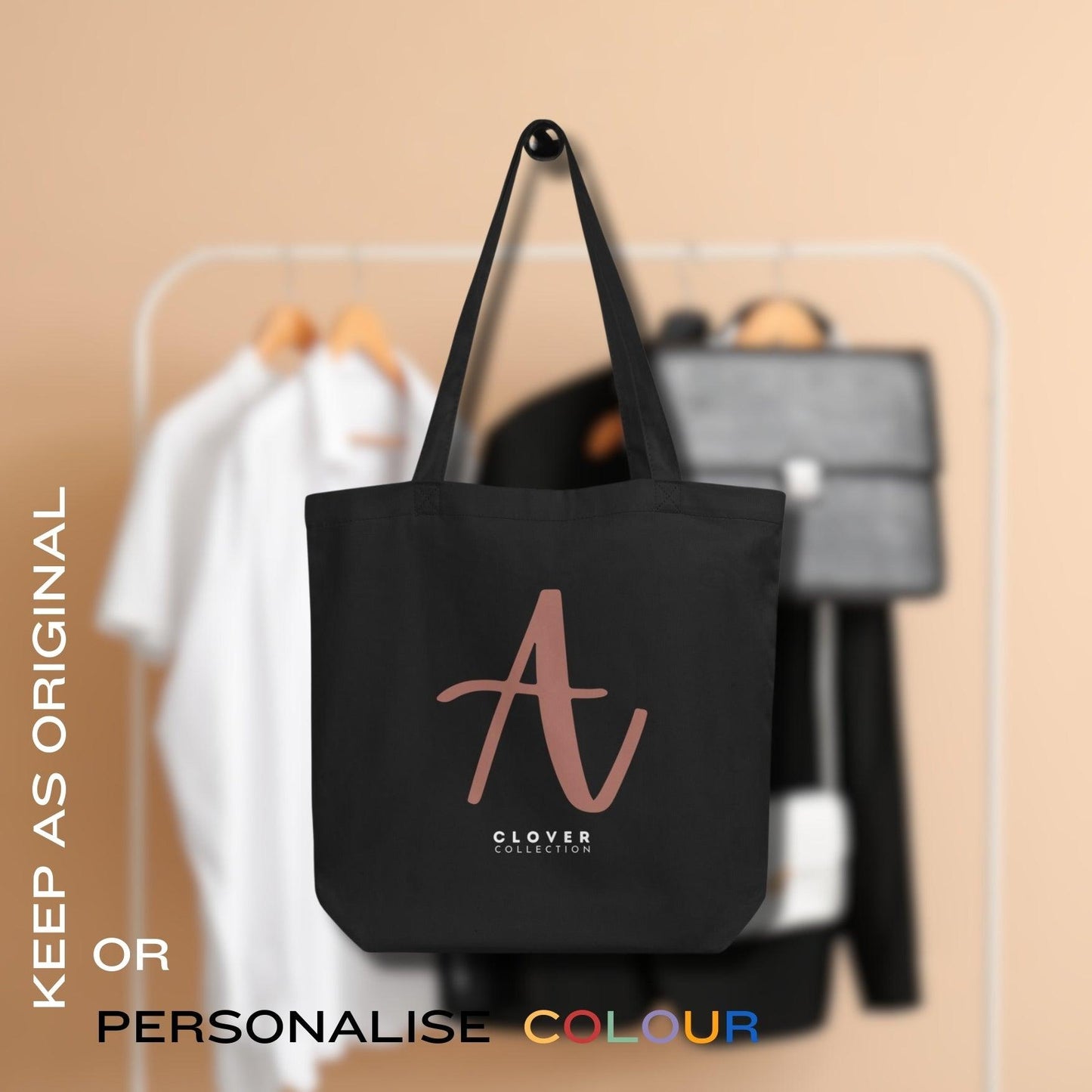 Initial “A” Eco Tote Bag - Clover Collection Shop