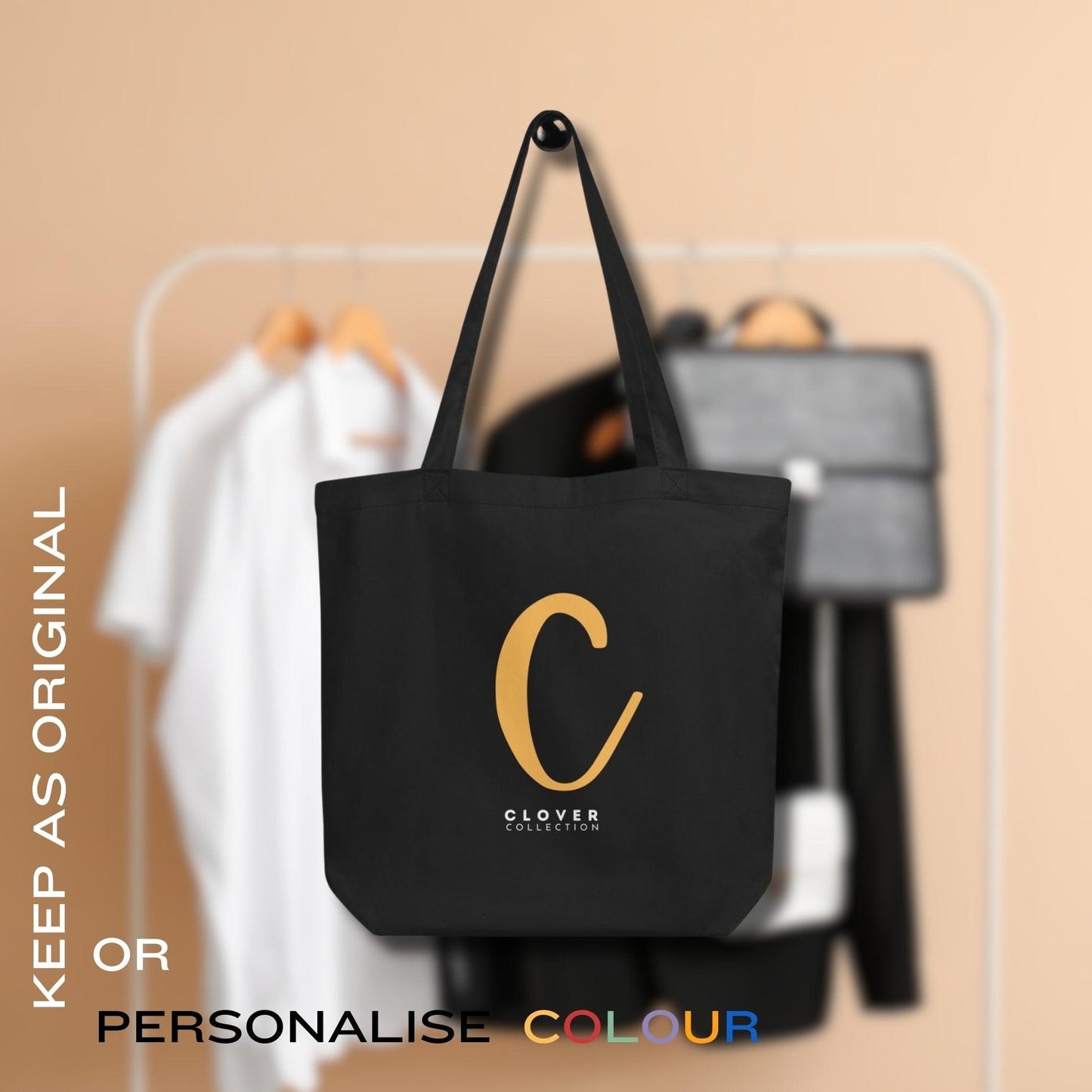 Initial “C” Eco Tote Bag - Clover Collection Shop