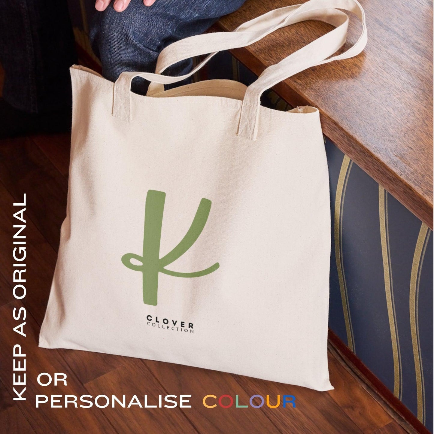 Initial “K” Eco Tote Bag - Clover Collection Shop