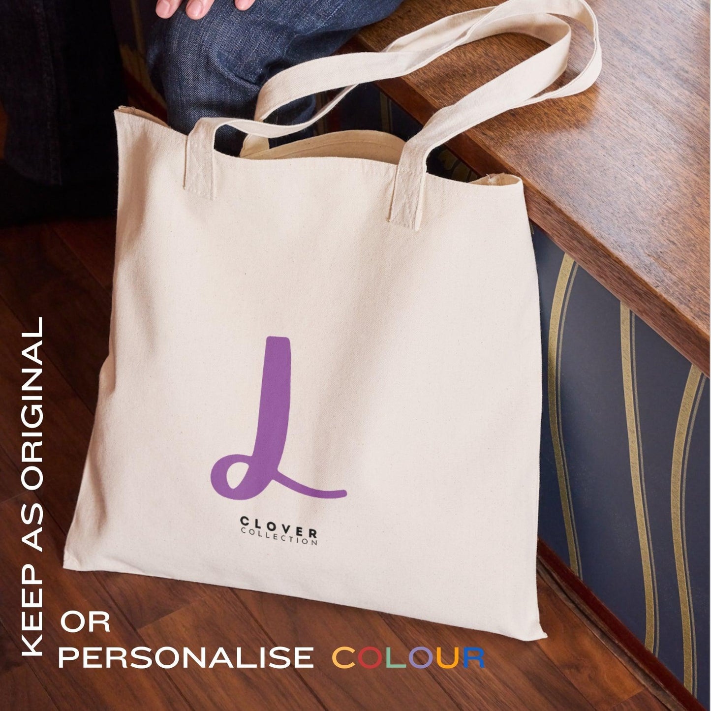 Initial “L” Eco Tote Bag - Clover Collection Shop