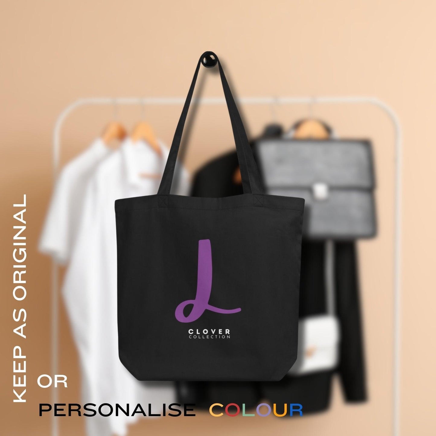 Initial “L” Eco Tote Bag - Clover Collection Shop