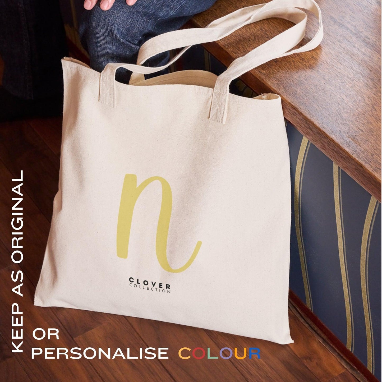 Initial “N” Eco Tote Bag - Clover Collection Shop