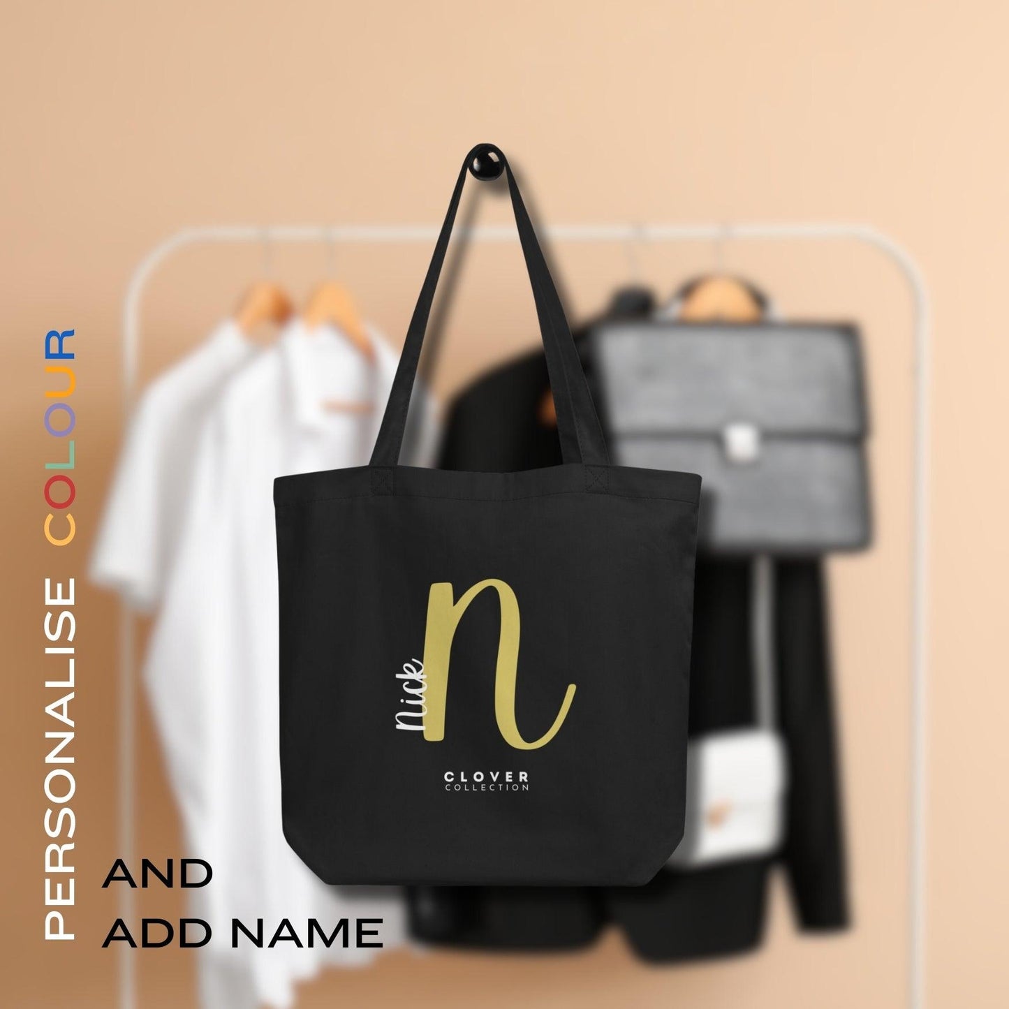 Initial “N” Eco Tote Bag - Clover Collection Shop