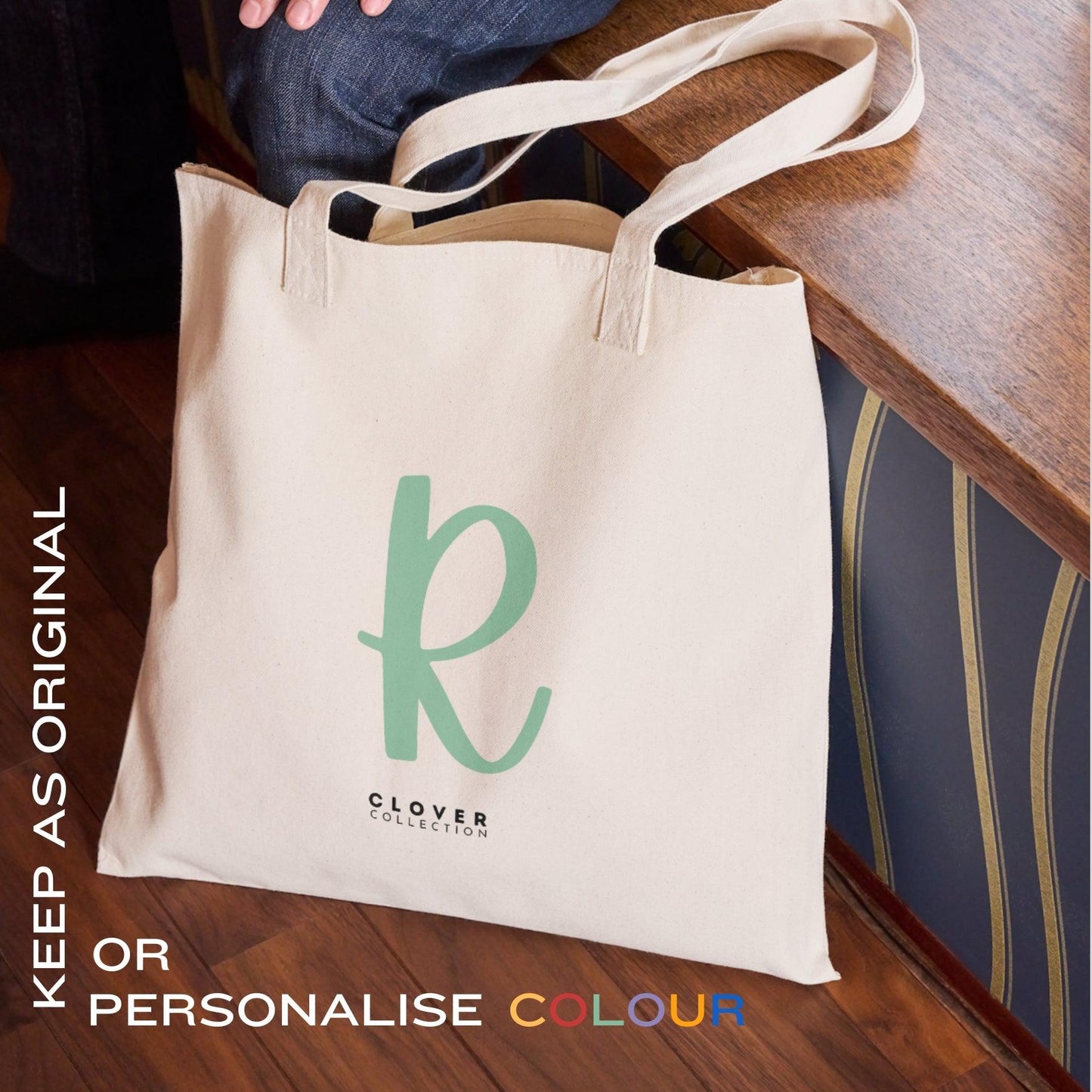 Initial “R” Eco Tote Bag - Clover Collection Shop