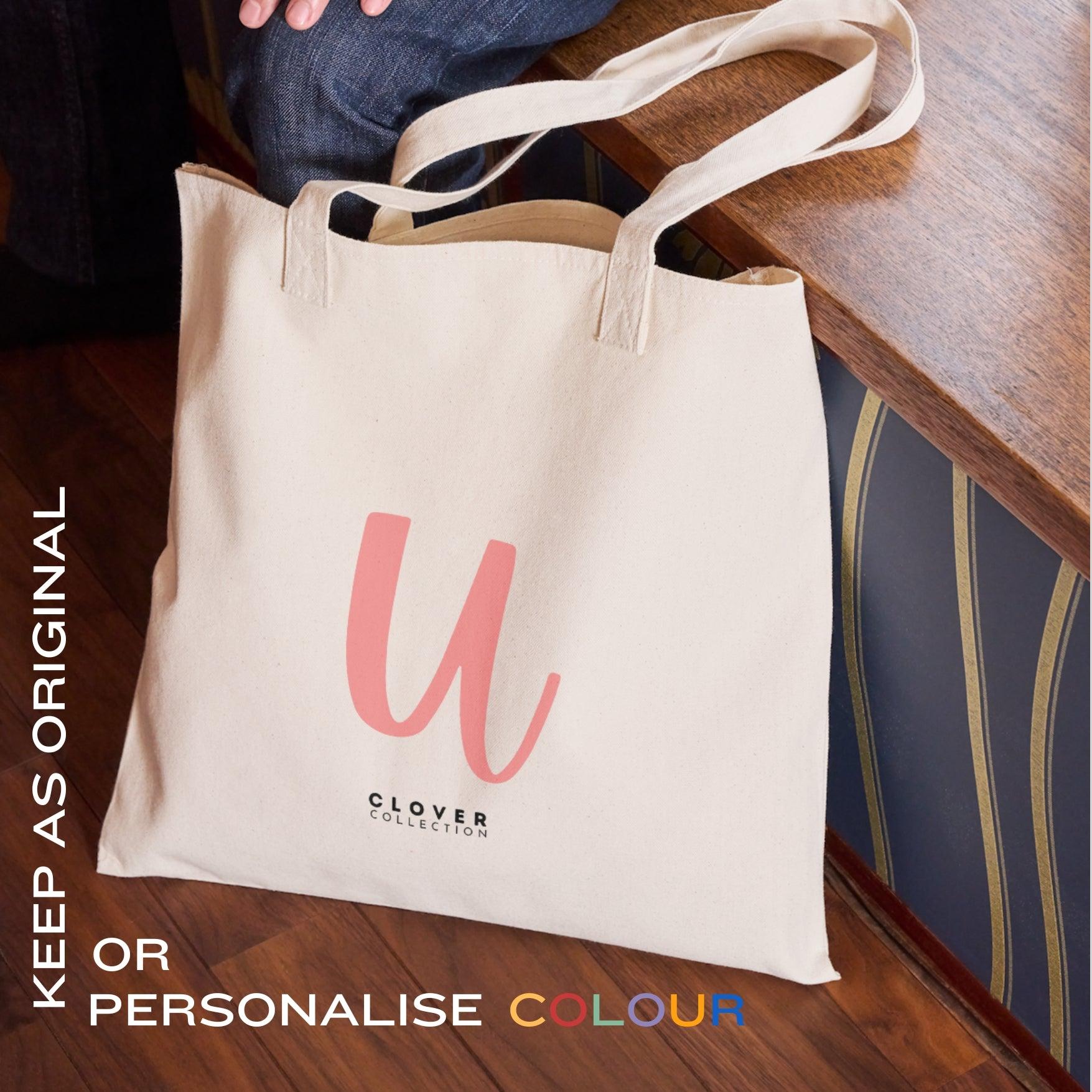 Initial “U” Eco Tote Bag - Clover Collection Shop