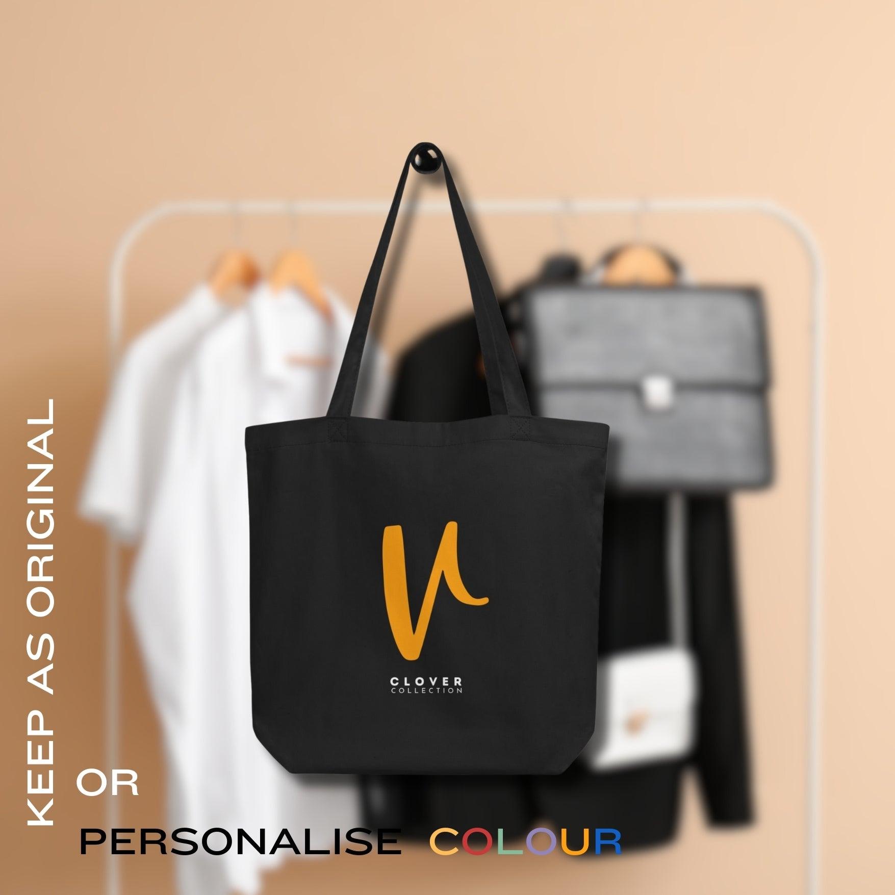 Initial “V” Eco Tote Bag - Clover Collection Shop