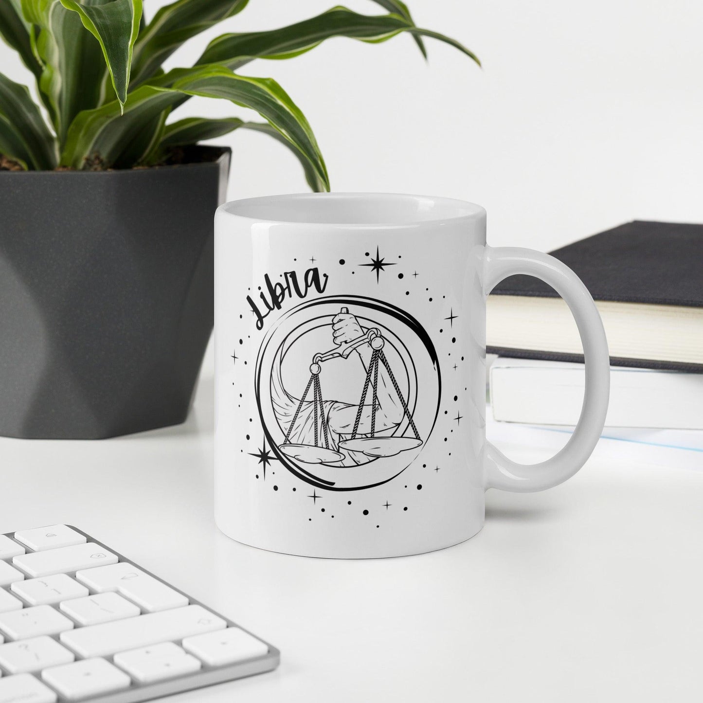 Libra Star Sign White Glossy Mug - Clover Collection Shop