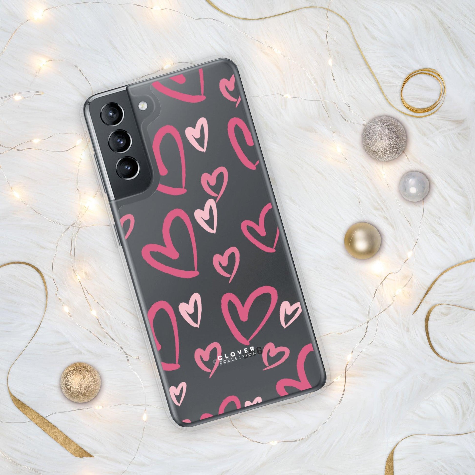 Painted Hearts Clear Case for Samsung - Clover Collection Shop