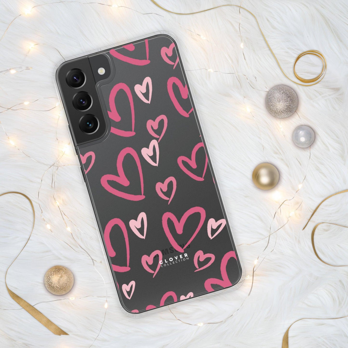 Painted Hearts Clear Case for Samsung - Clover Collection Shop