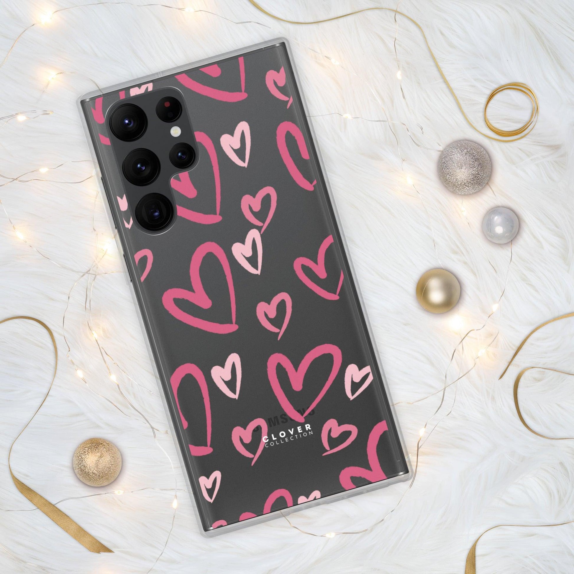 Painted Hearts Clear Case for Samsung - Clover Collection Shop