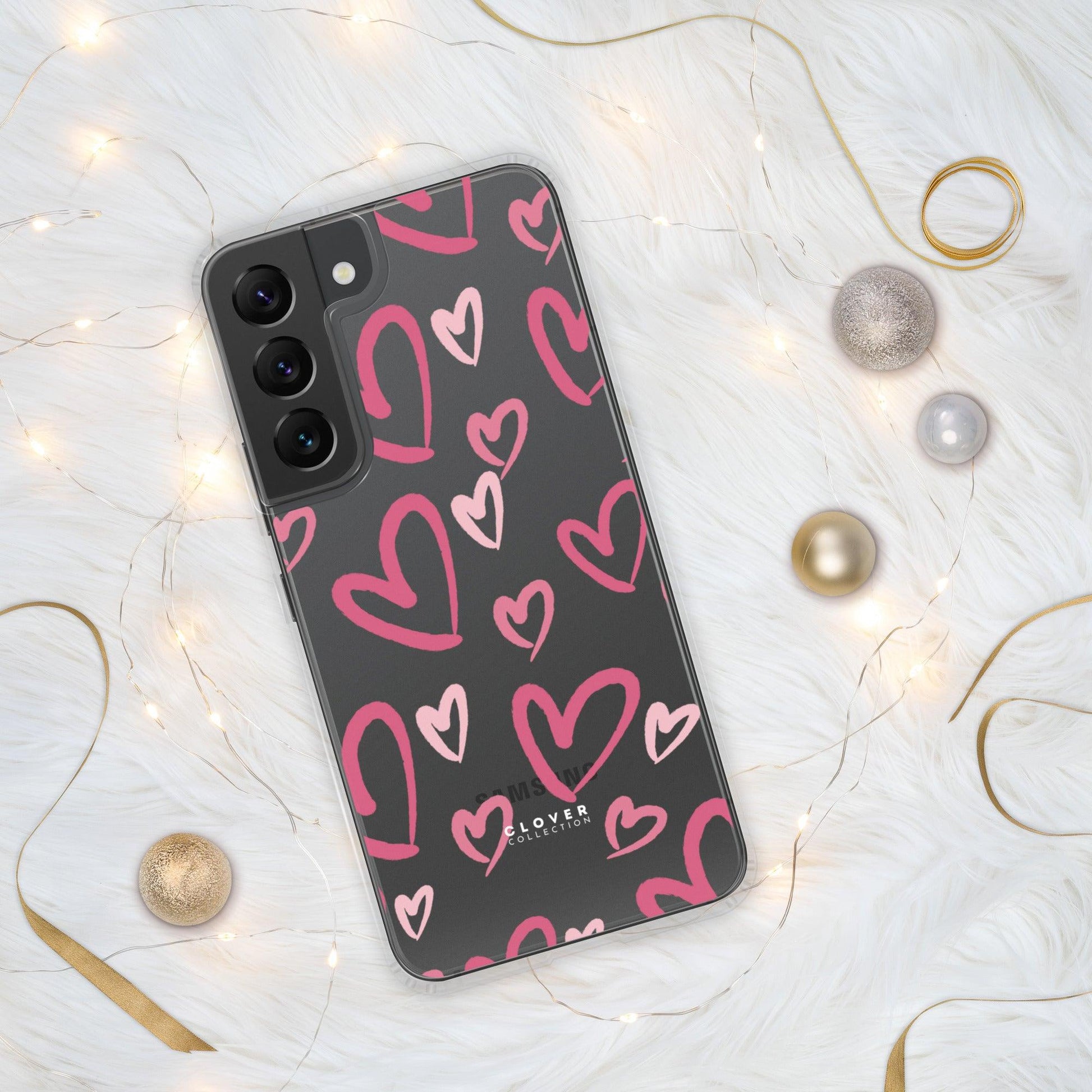 Painted Hearts Clear Case for Samsung - Clover Collection Shop