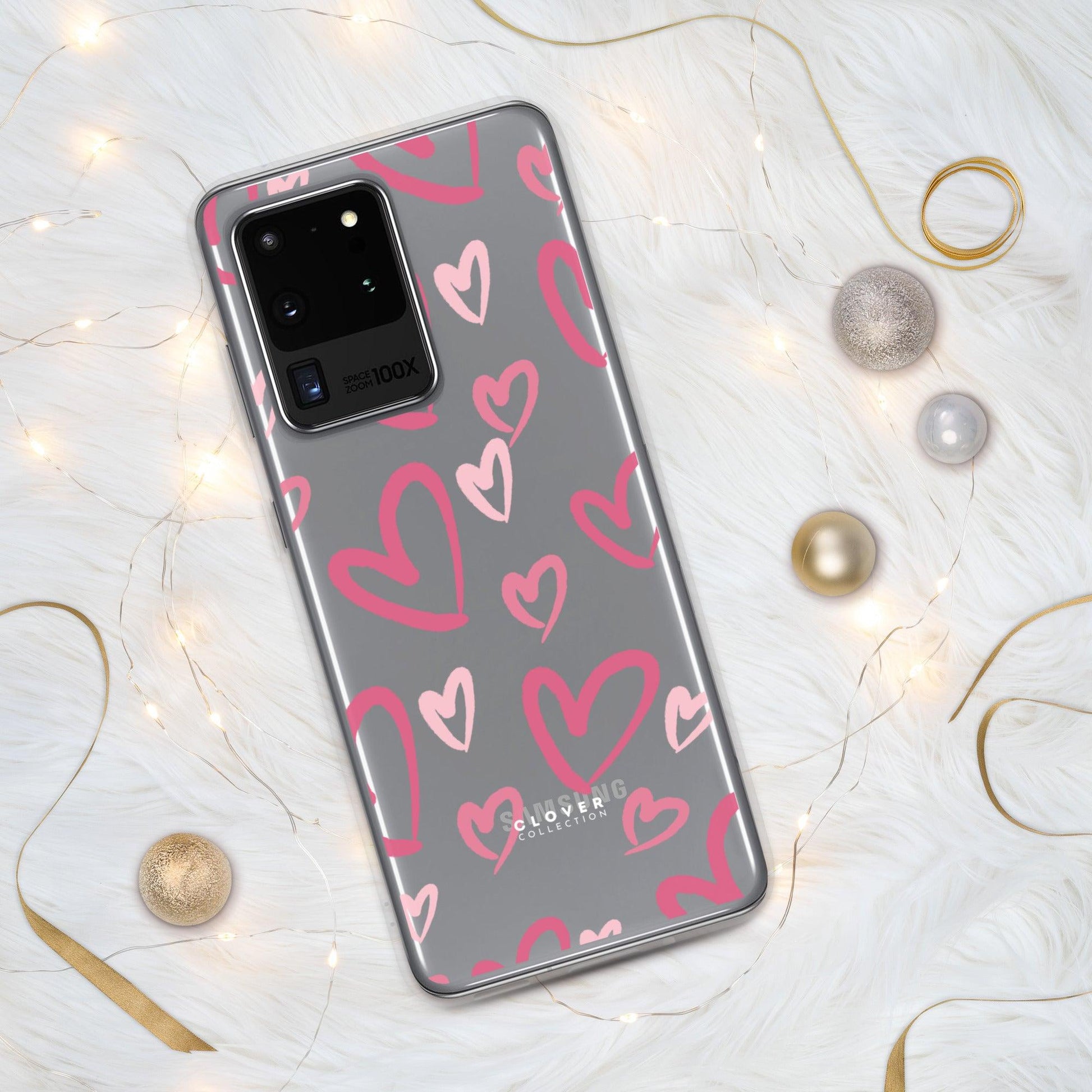 Painted Hearts Clear Case for Samsung - Clover Collection Shop