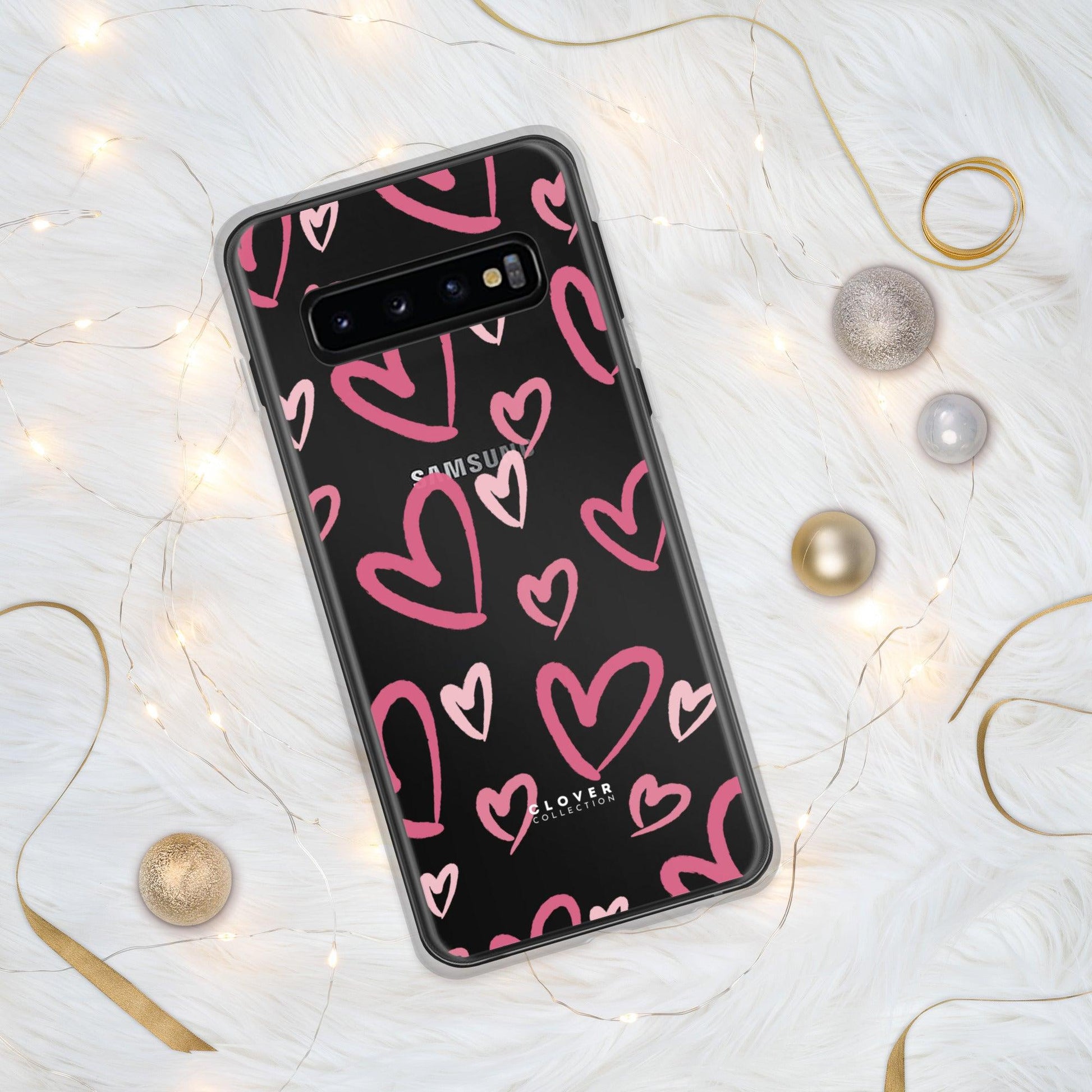 Painted Hearts Clear Case for Samsung - Clover Collection Shop