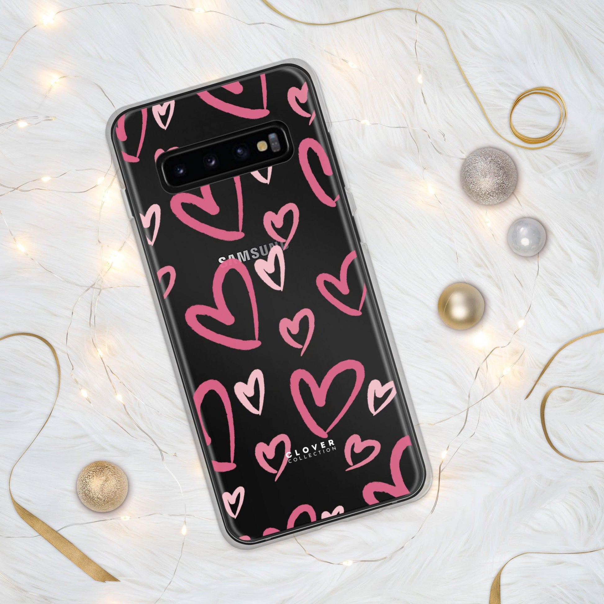 Painted Hearts Clear Case for Samsung - Clover Collection Shop