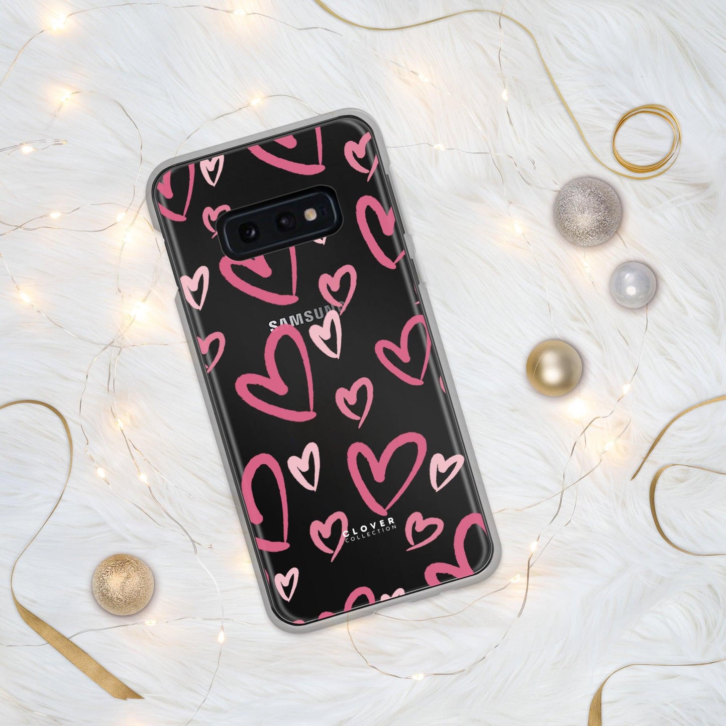 Painted Hearts Clear Case for Samsung - Clover Collection Shop