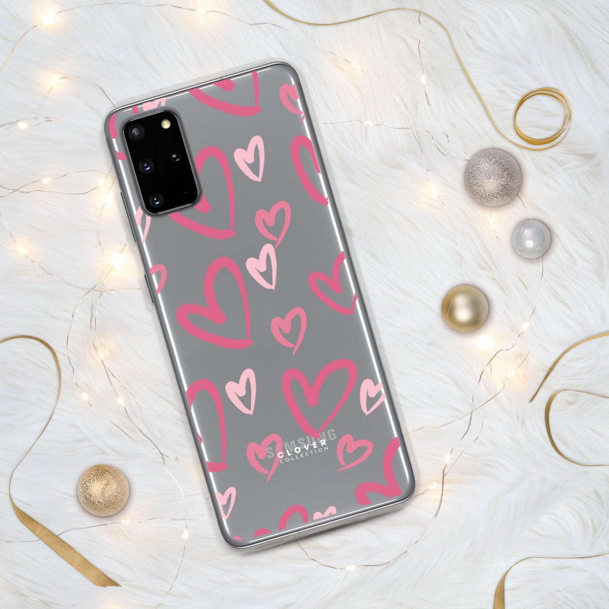 Painted Hearts Clear Case for Samsung - Clover Collection Shop