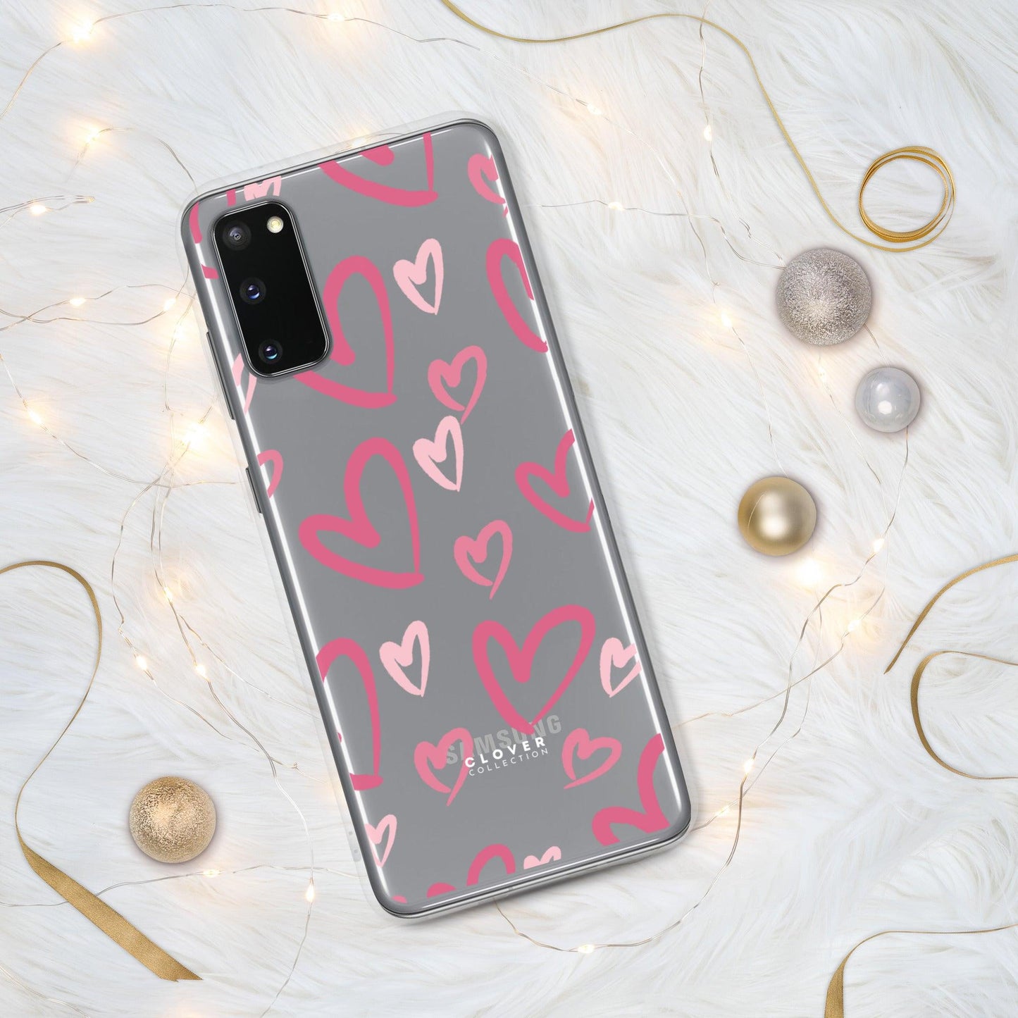 Painted Hearts Clear Case for Samsung - Clover Collection Shop