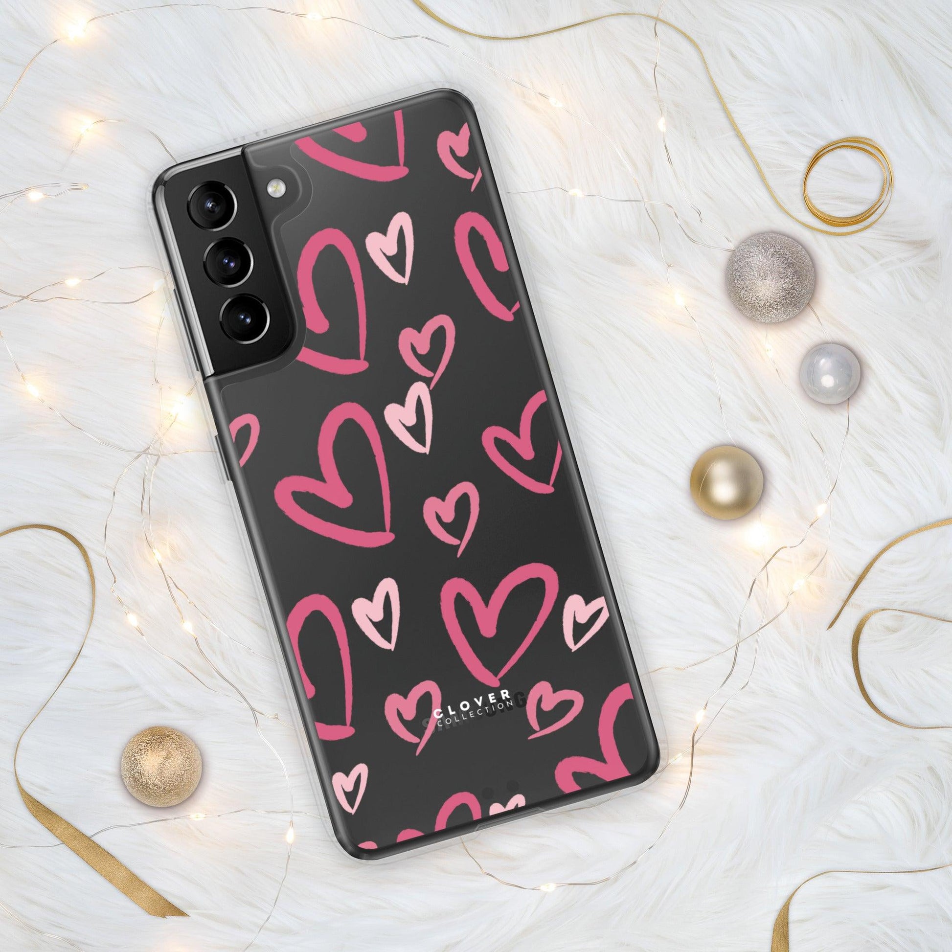 Painted Hearts Clear Case for Samsung - Clover Collection Shop