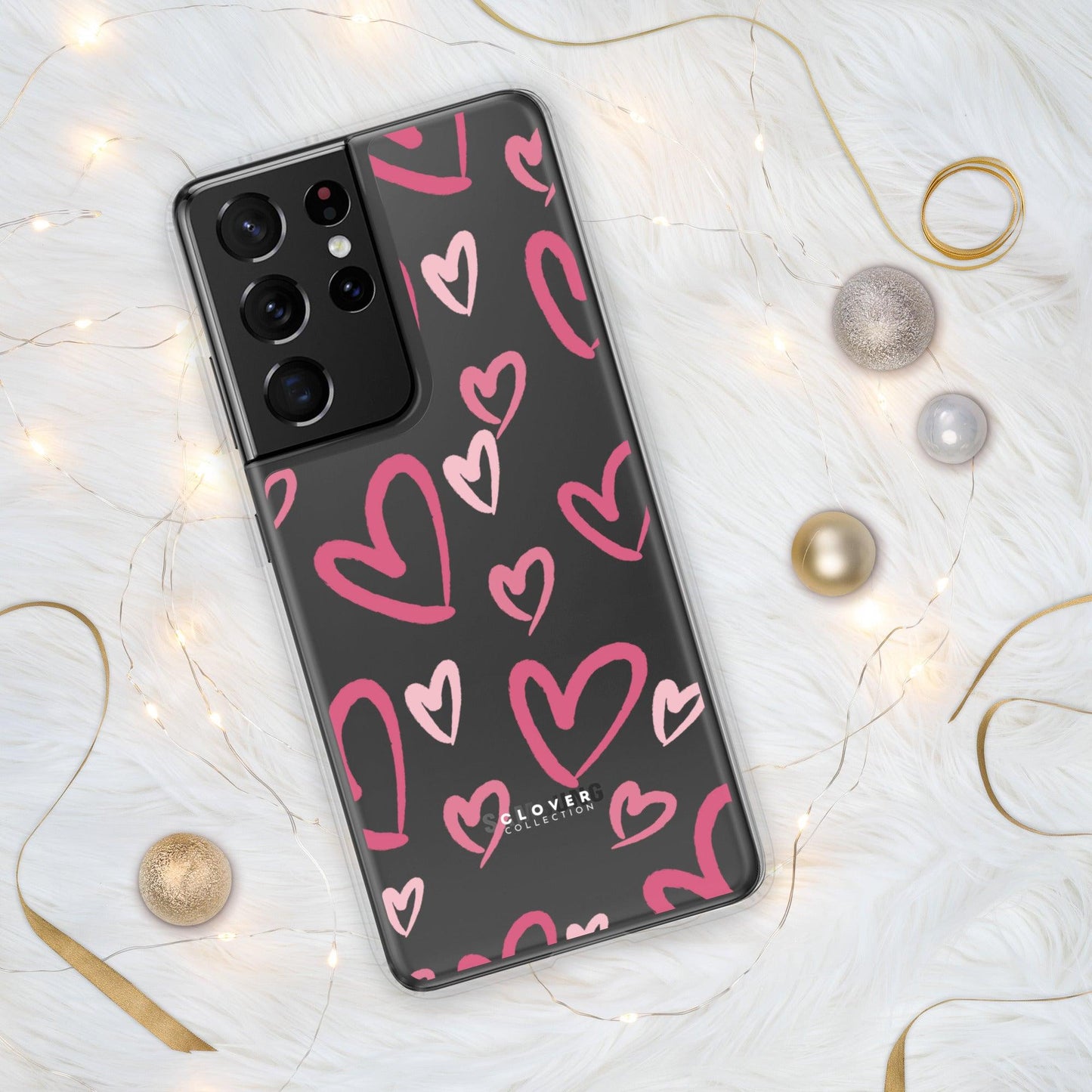 Painted Hearts Clear Case for Samsung - Clover Collection Shop