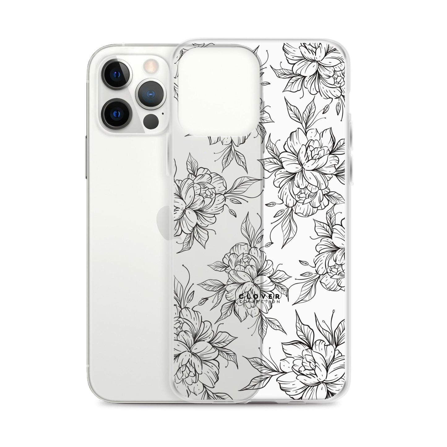 Peony Fields Clear Case for iPhone - Clover Collection Shop