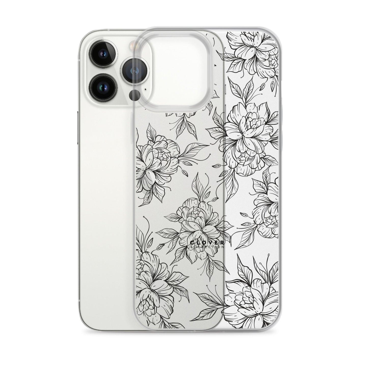 Peony Fields Clear Case for iPhone - Clover Collection Shop