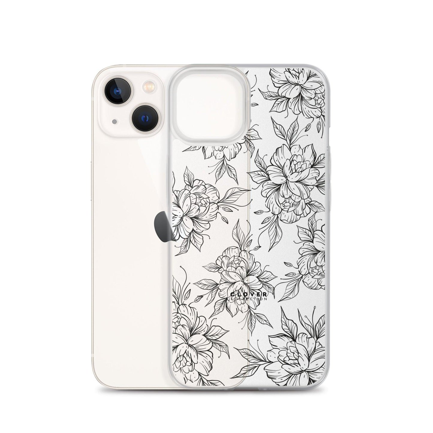 Peony Fields Clear Case for iPhone - Clover Collection Shop