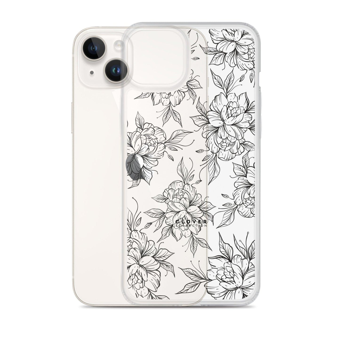 Peony Fields Clear Case for iPhone - Clover Collection Shop