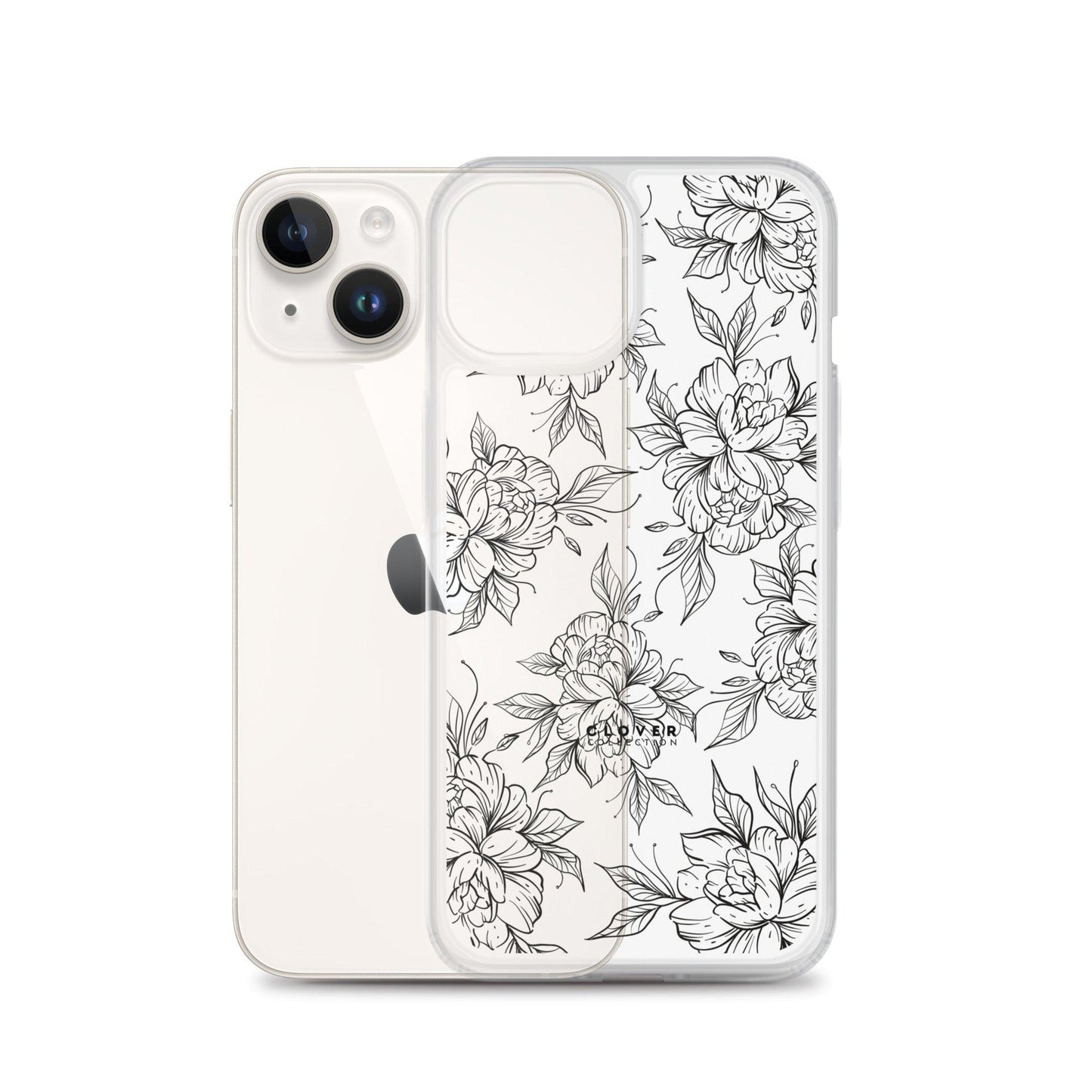 Peony Fields Clear Case for iPhone - Clover Collection Shop