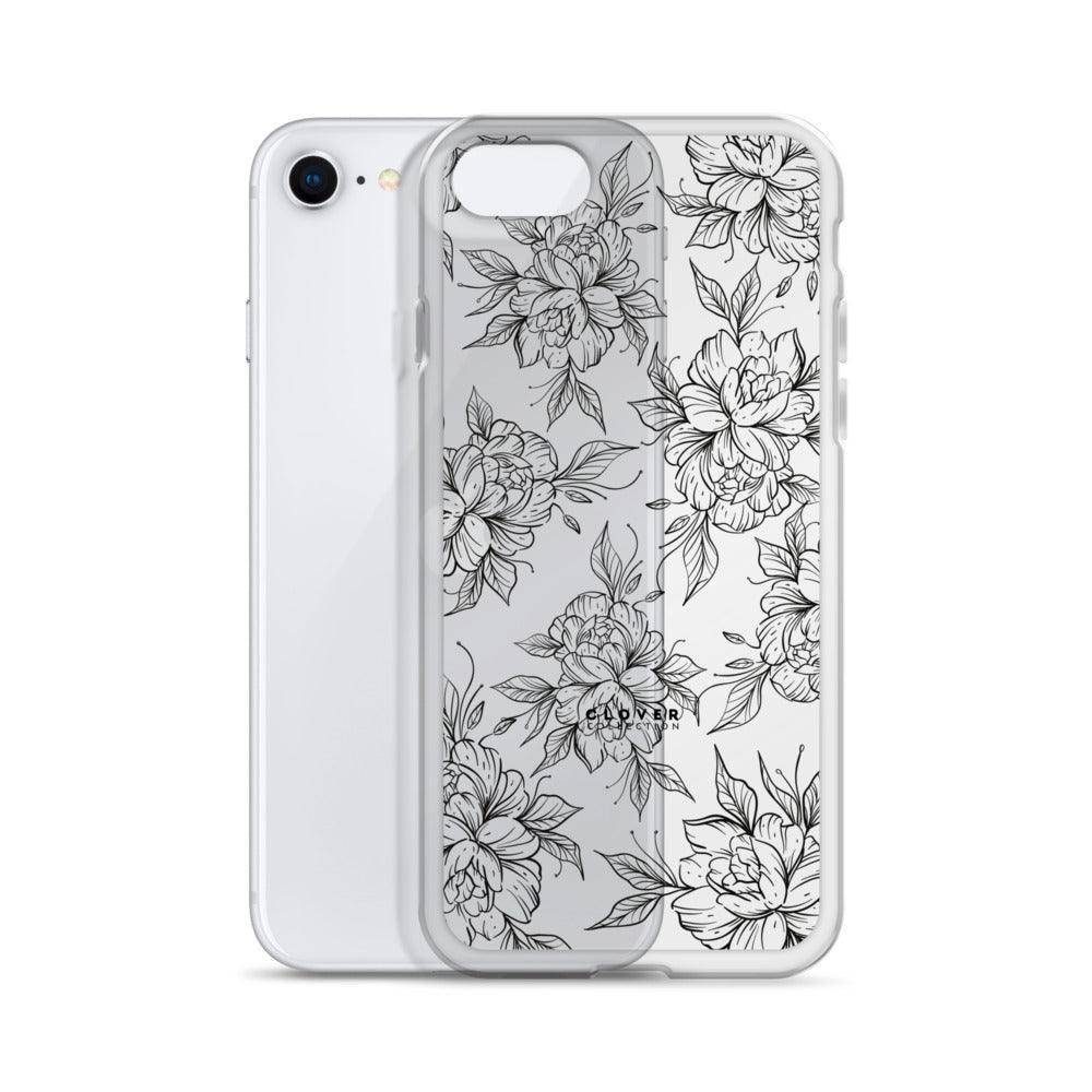 Peony Fields Clear Case for iPhone - Clover Collection Shop