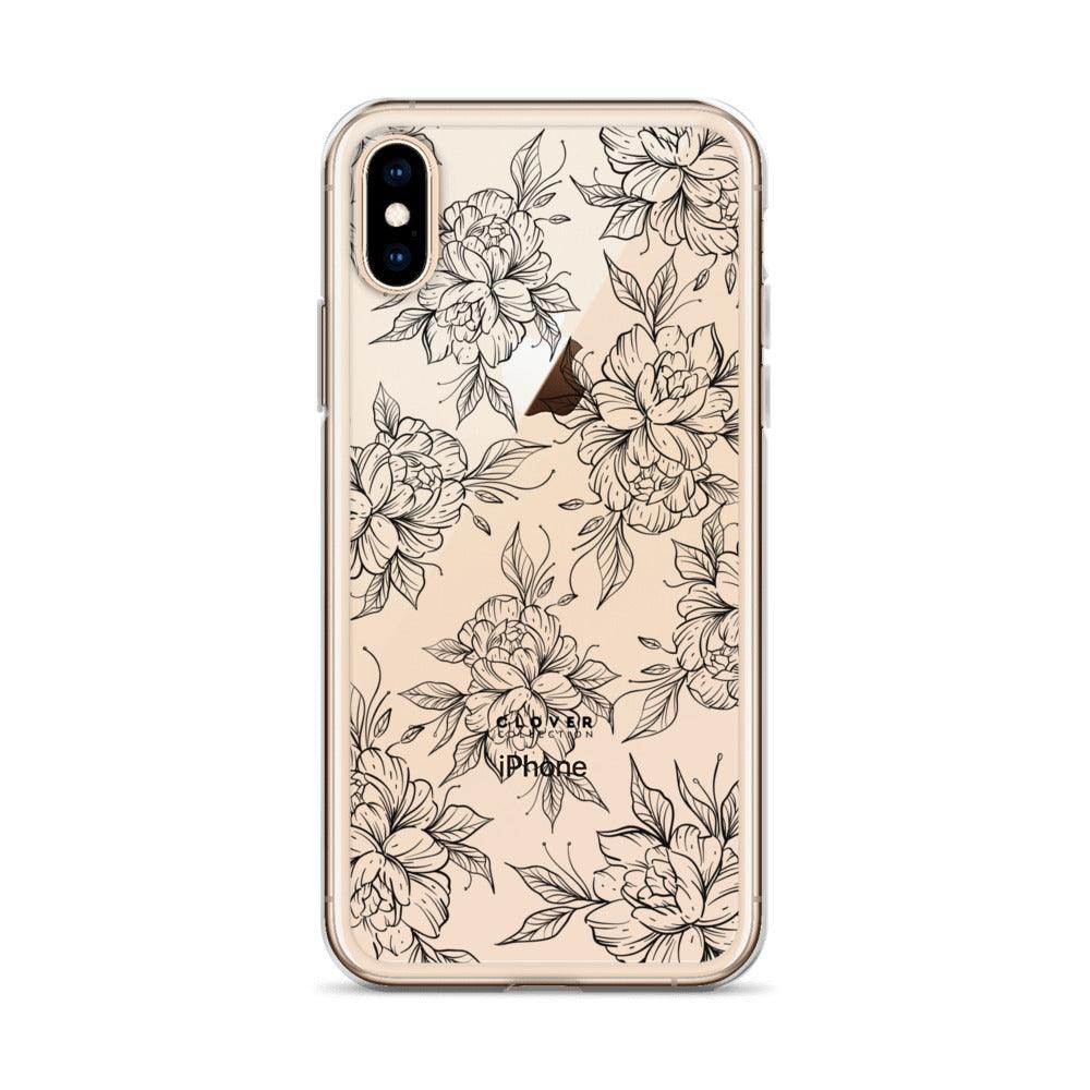 Peony Fields Clear Case for iPhone - Clover Collection Shop