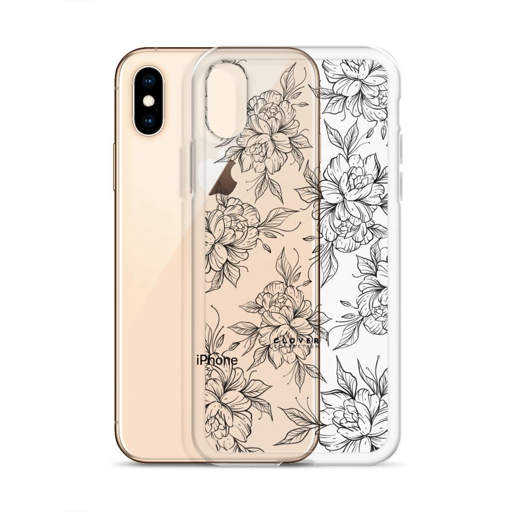 Peony Fields Clear Case for iPhone - Clover Collection Shop