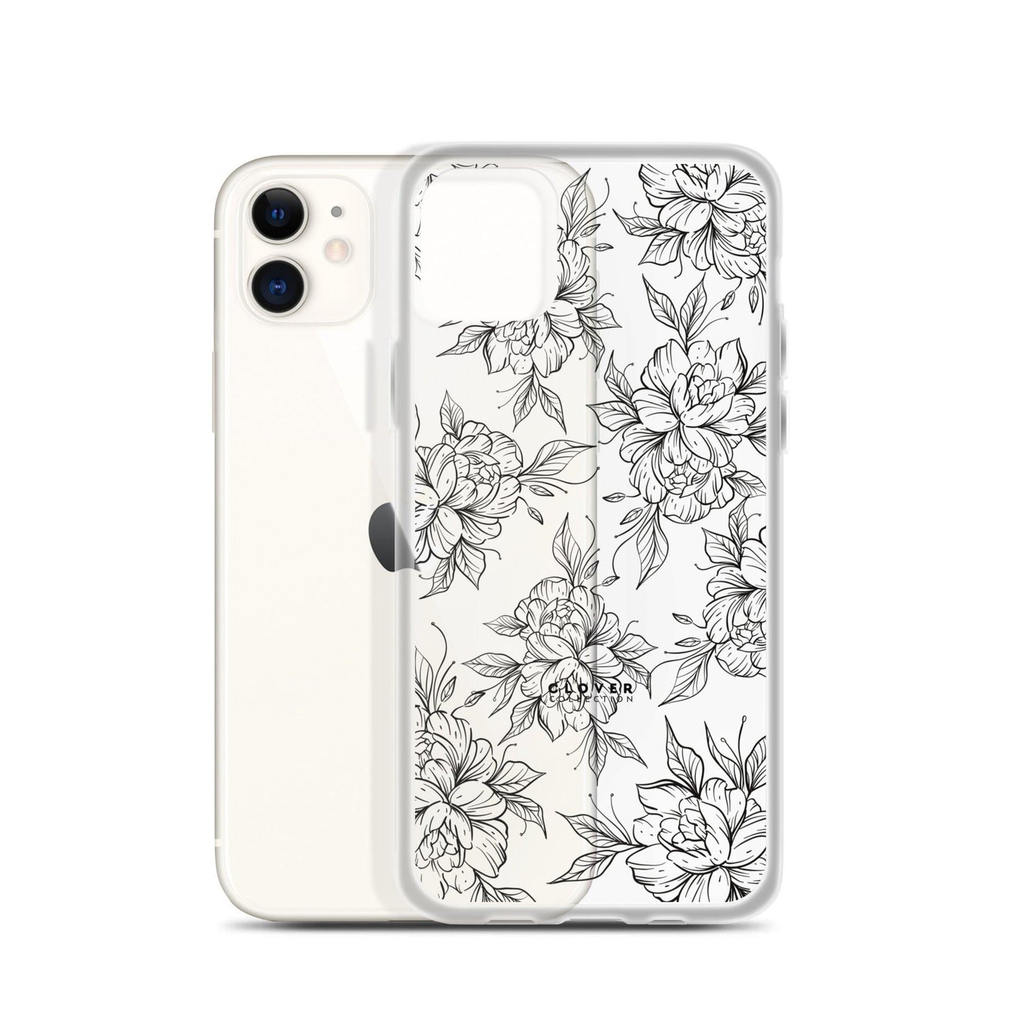 Peony Fields Clear Case for iPhone - Clover Collection Shop