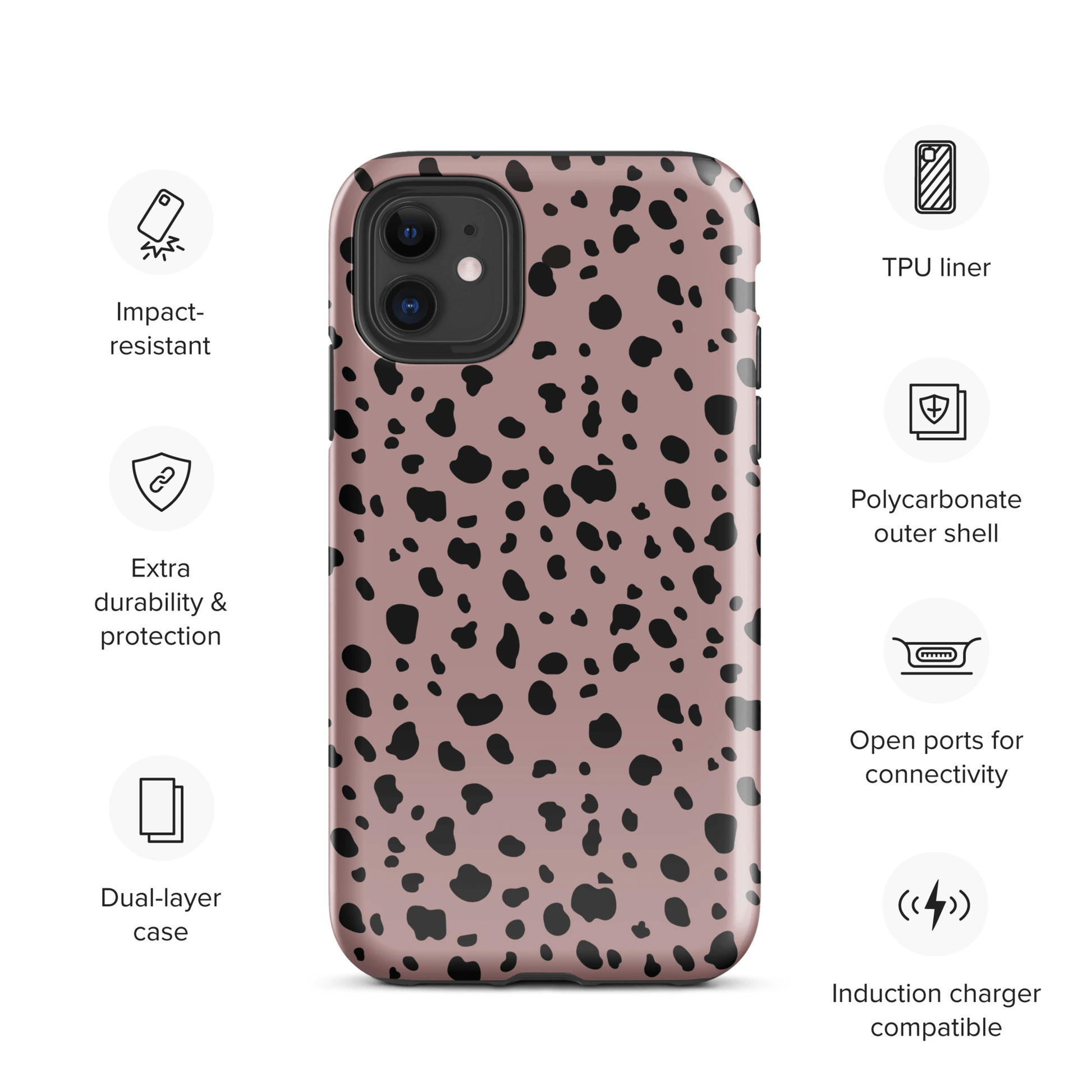Pink Dalmatian Print Tough Case for iPhone® - Clover Collection Shop