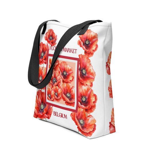 Red Poppy (Belgium) Flower Market Premium Tote Bag - Clover Collection Shop
