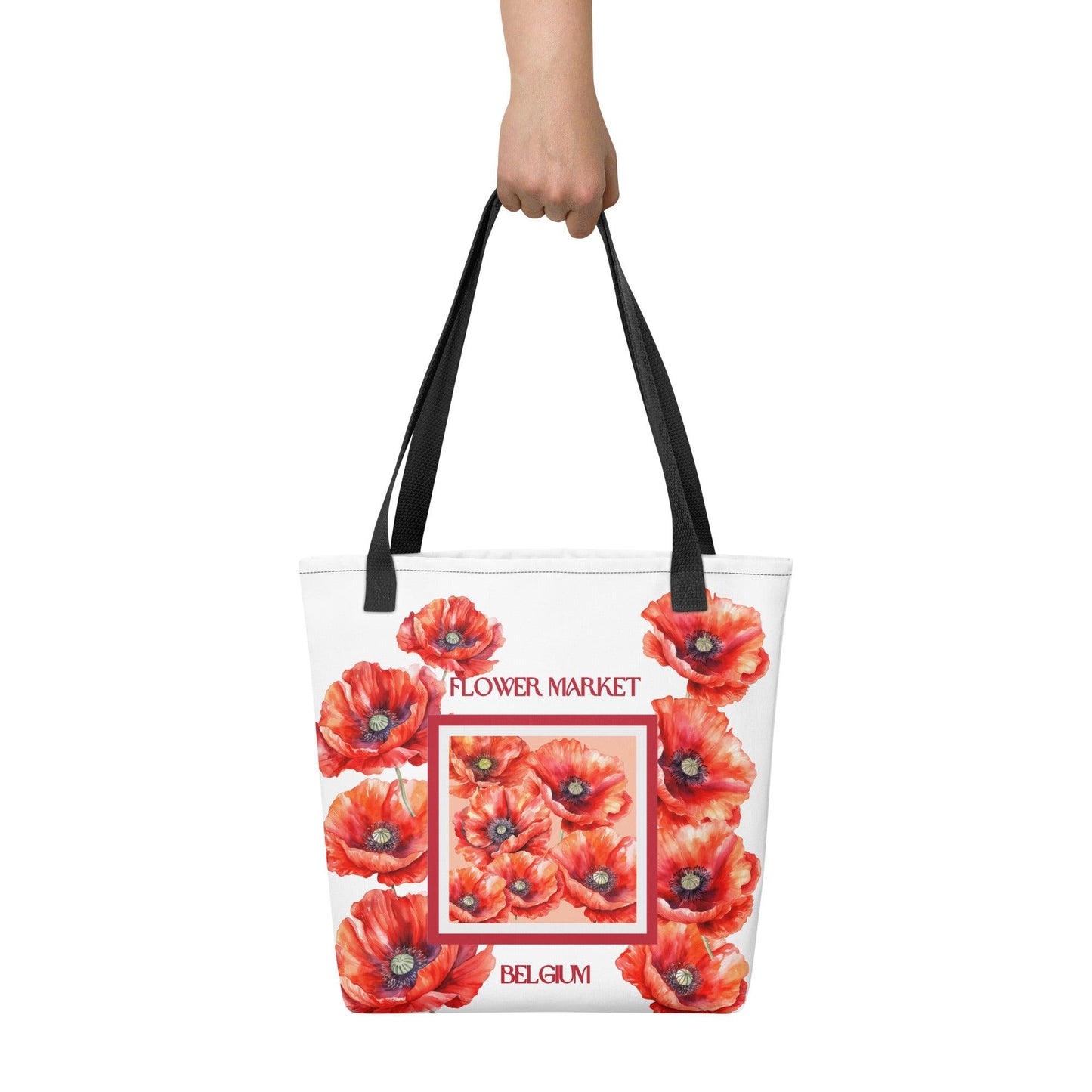 Red Poppy (Belgium) Flower Market Premium Tote Bag - Clover Collection Shop