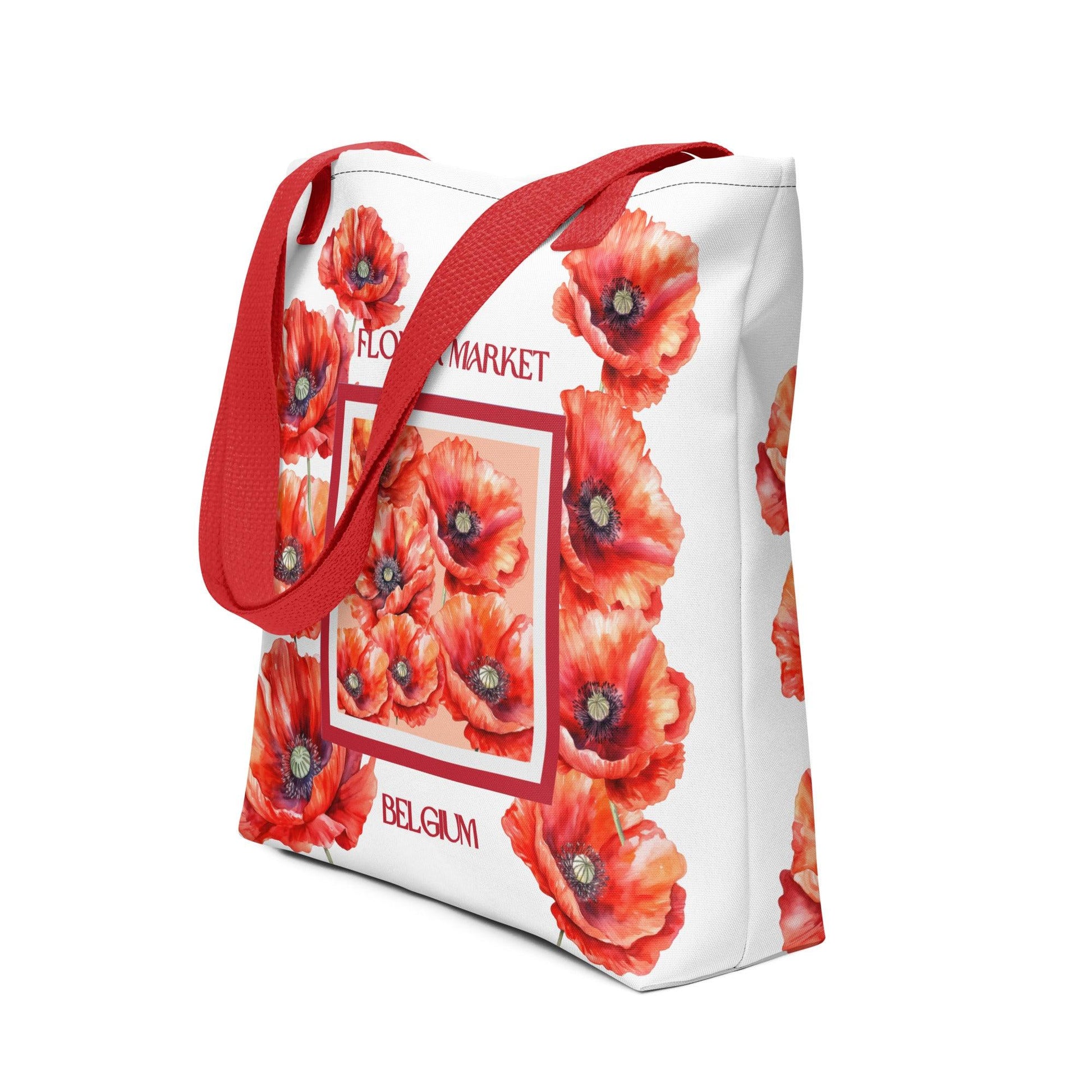 Red Poppy (Belgium) Flower Market Premium Tote Bag - Clover Collection Shop